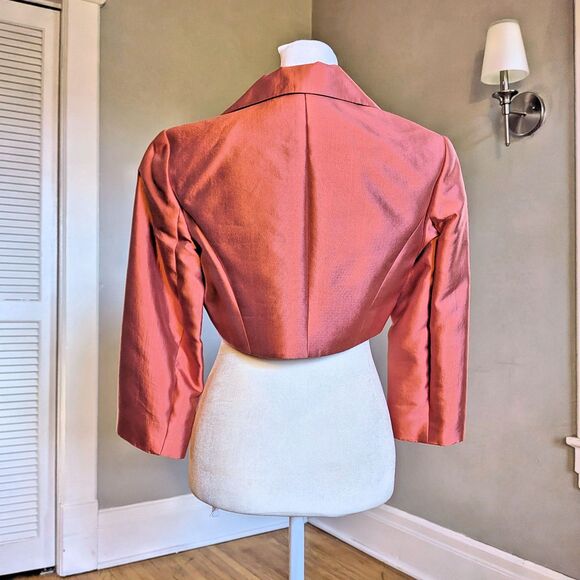 Vintage Y2K Adrianna Pink Silk Bolero Jacket Evening Fairy Cropped Size 4 - Picture 3 of 8